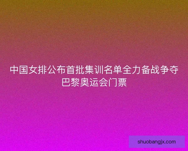 中国女排公布首批集训名单全力备战争夺巴黎奥运会门票