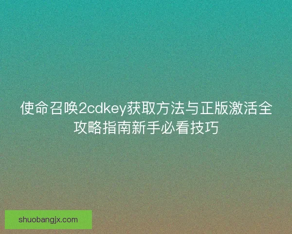 使命召唤2cdkey获取方法与正版激活全攻略指南新手必看技巧